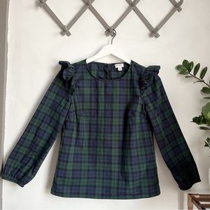 J Crew Factory Cotton Poplin Top with Ruffles